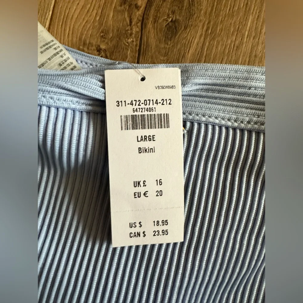 Blue Ribbed Triangle Bikini Set - Picture 3 of 3